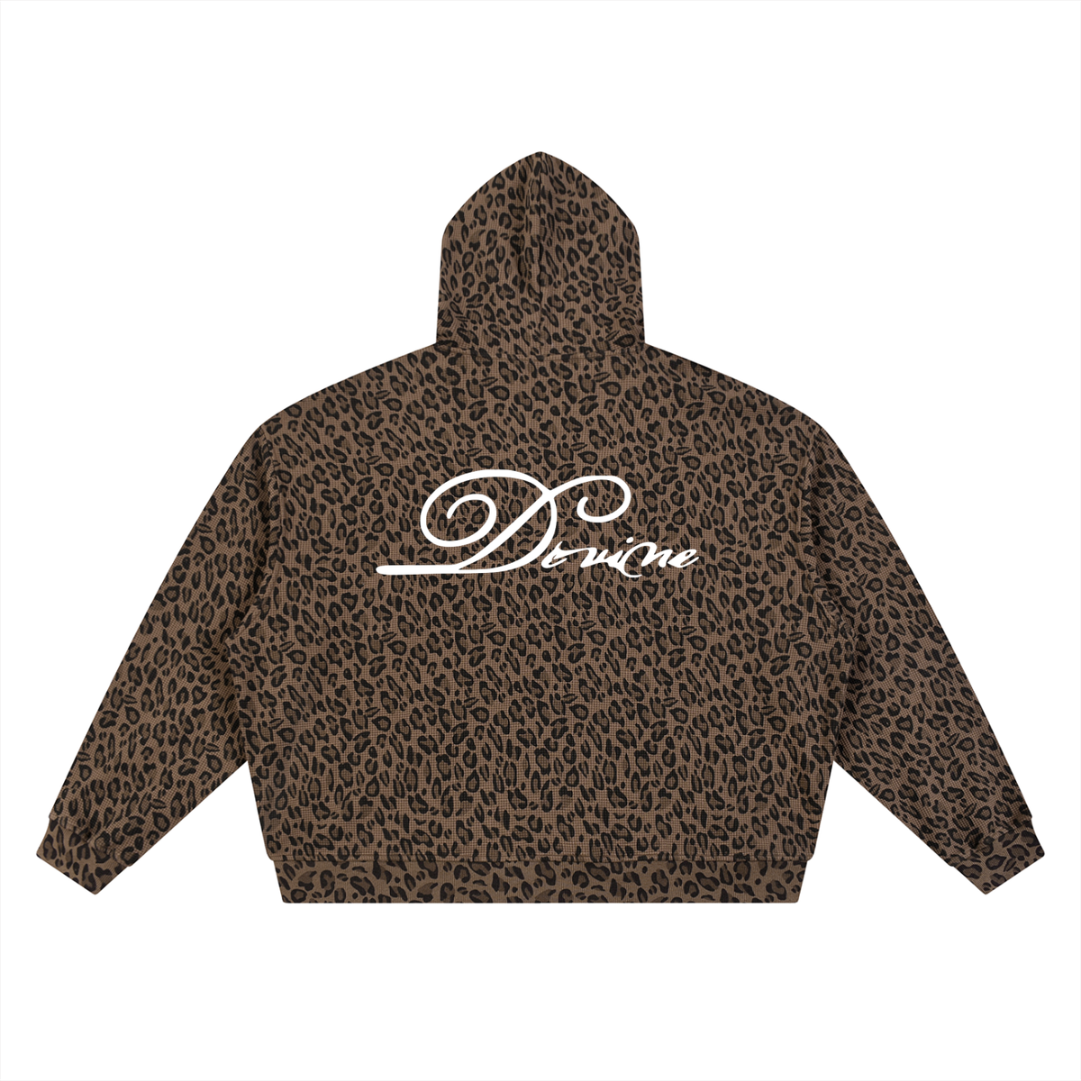 Unisex Leopard Print Waffle Full Zip Hoodie