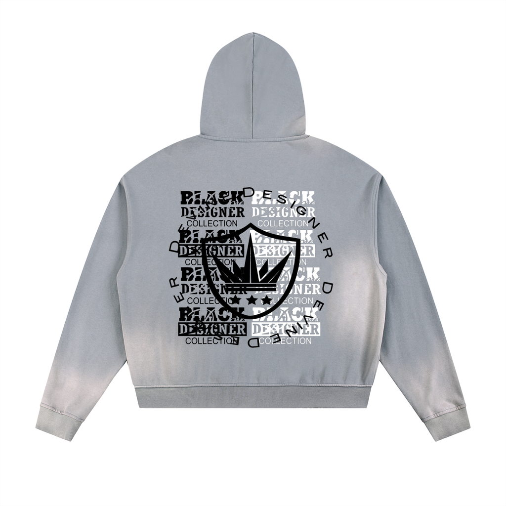 DEVINE Sun Fade Frayed Raw Edge Fleece Zip Hoodie