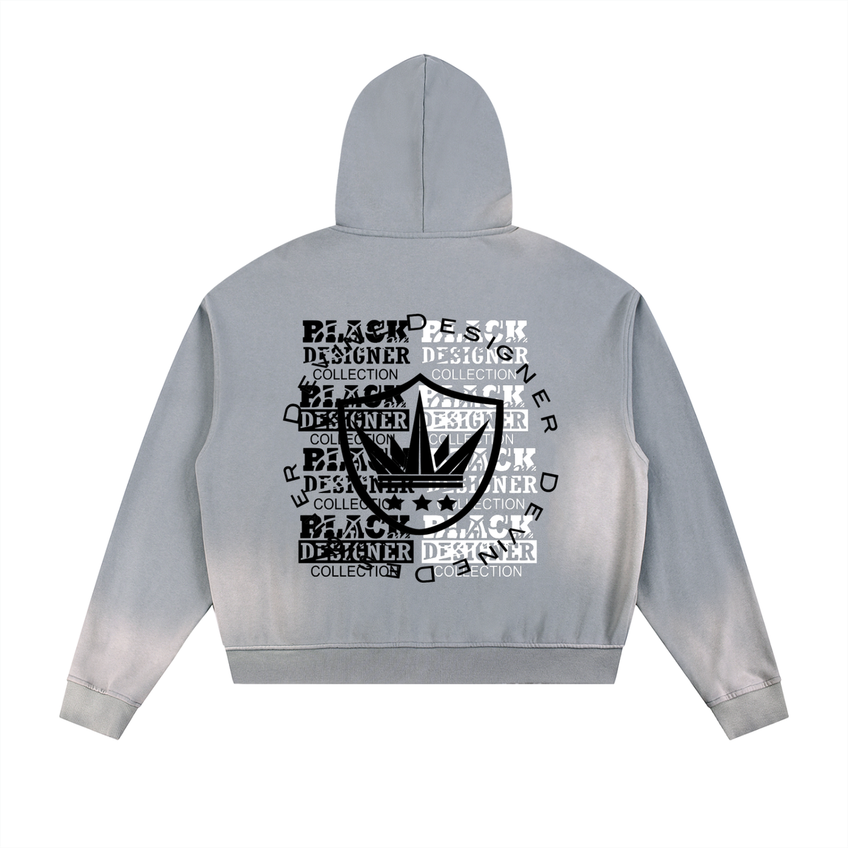 DEVINE Sun Fade Frayed Raw Edge Fleece Zip Hoodie