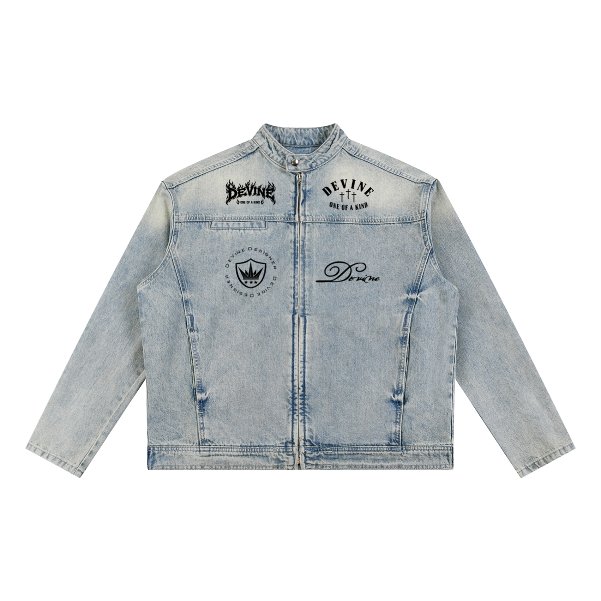 DEVINE DENIM - Vintage Wash Zip Denim Jacket