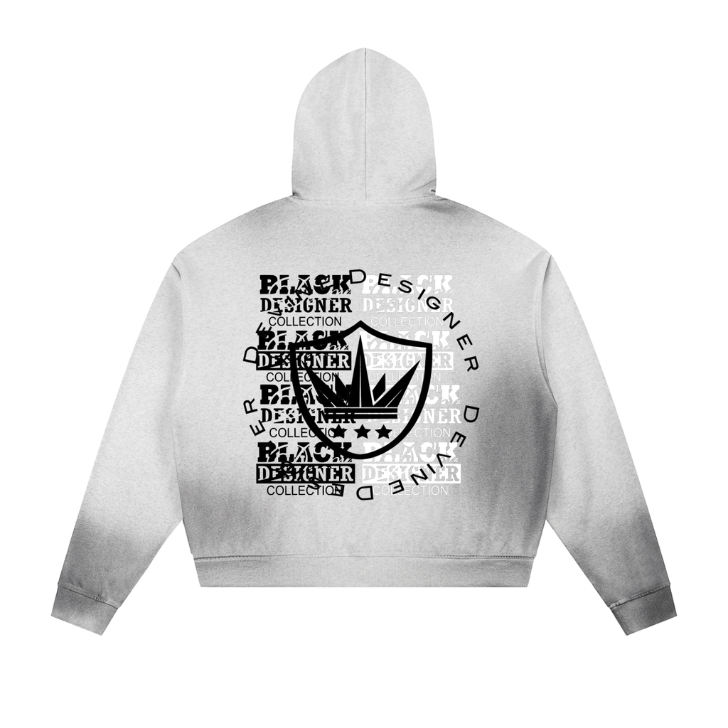 DEVINE Sun Fade Frayed Raw Edge Fleece Zip Hoodie