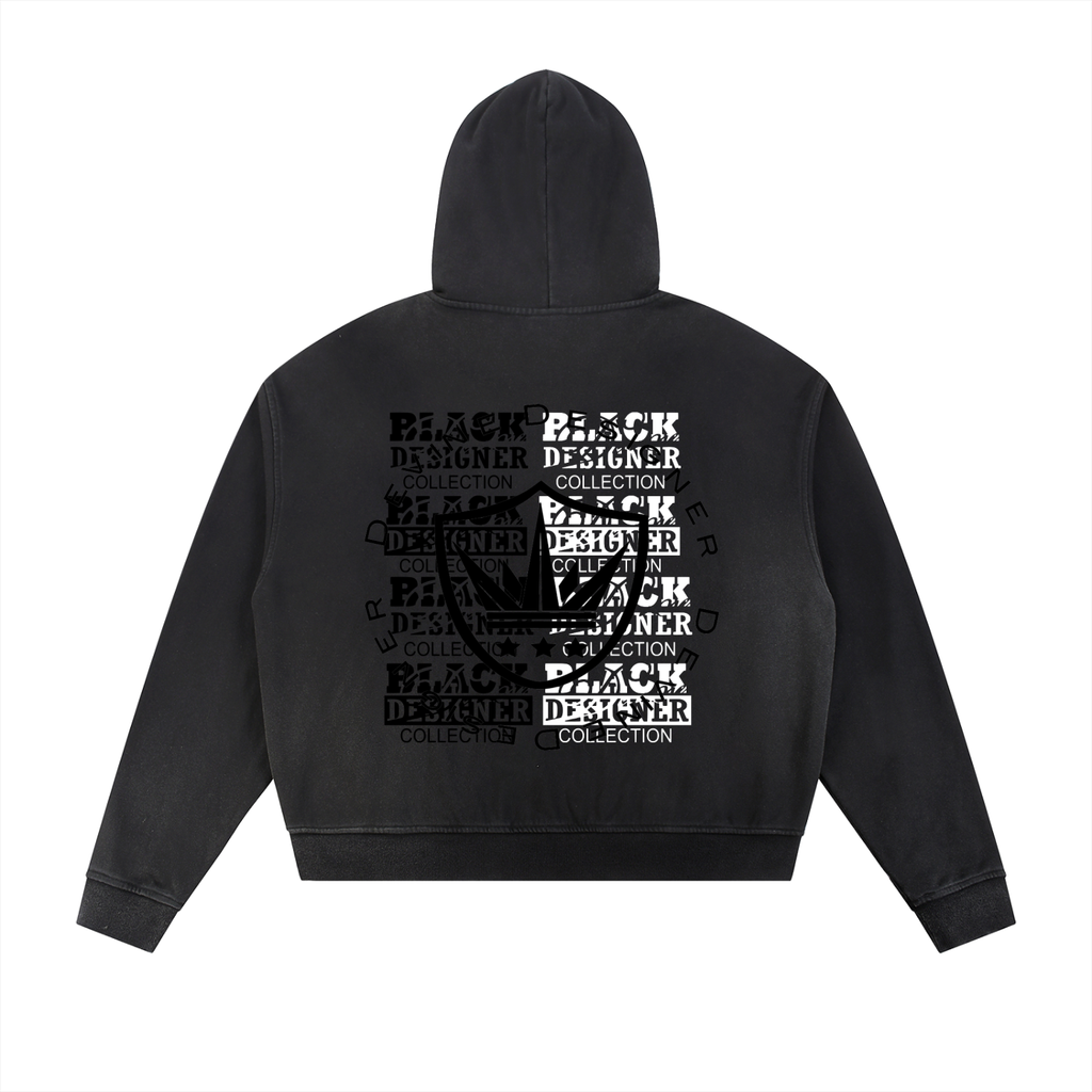 DEVINE Sun Fade Frayed Raw Edge Fleece Zip Hoodie