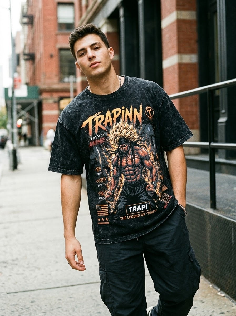 TRAPINN Anime – “The Legend of TRAPI” Vintage Wash Tee (Limited Edition)