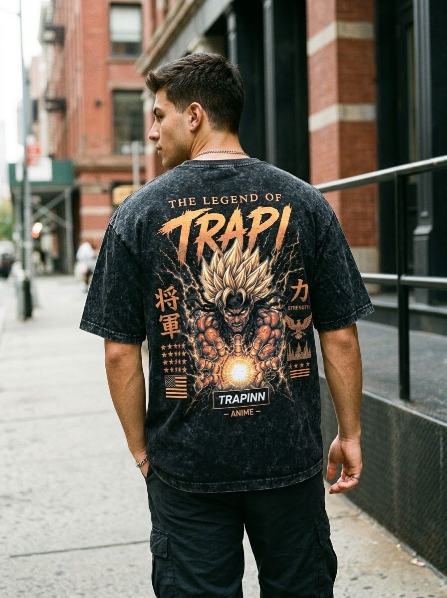TRAPINN Anime – “The Legend of TRAPI” Vintage Wash Tee (Limited Edition)