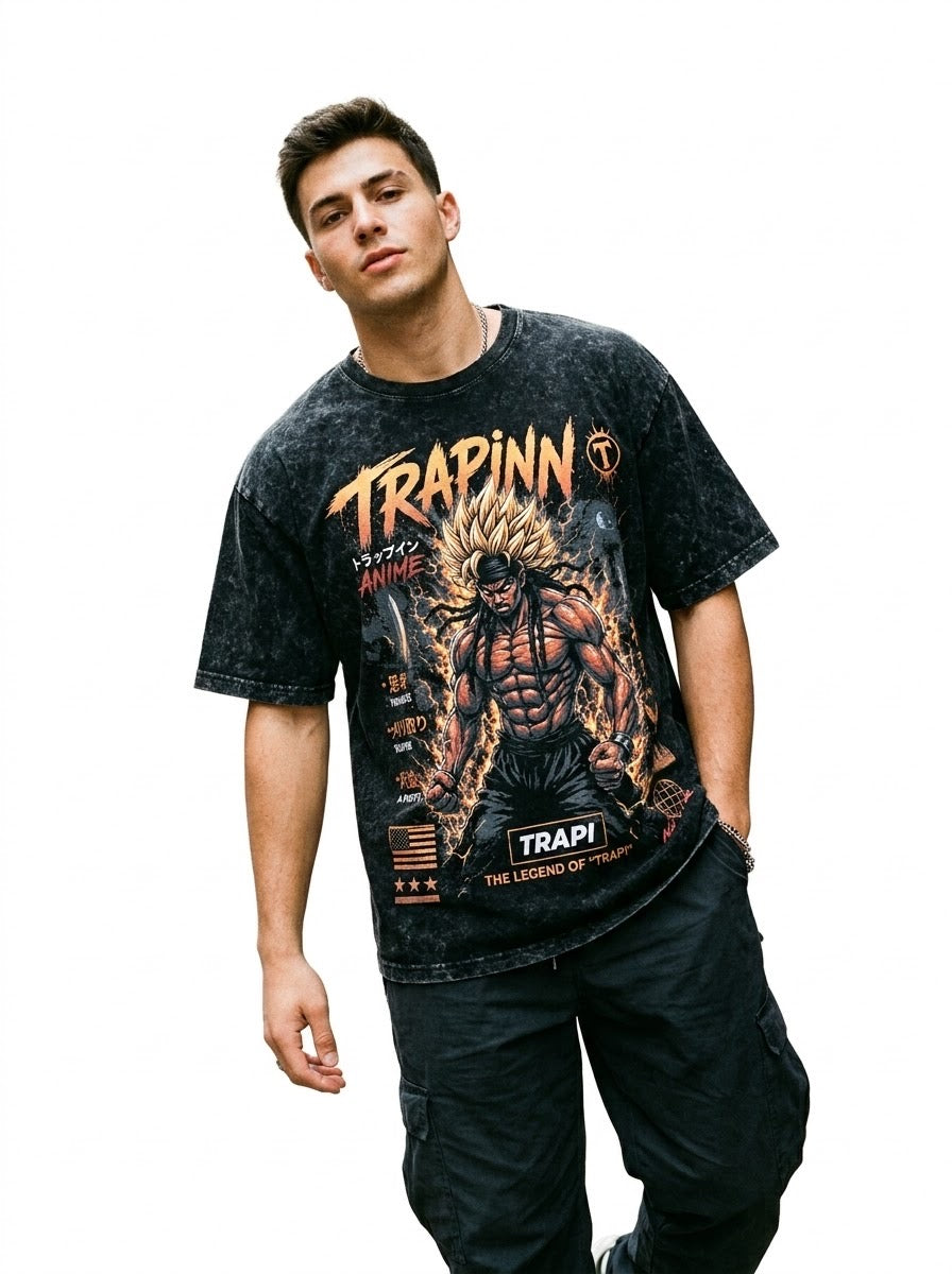 TRAPINN Anime – “The Legend of TRAPI” Vintage Wash Tee (Limited Edition)