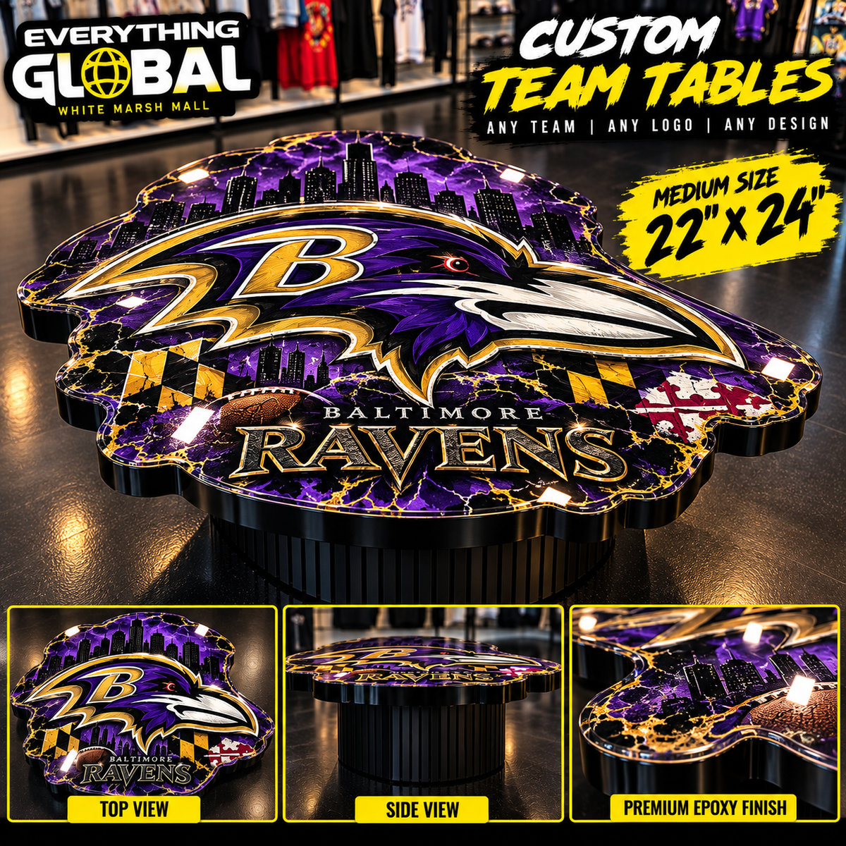 Custom Epoxy Art Table | Personalized Logo, Photo & Design Furniture