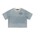 DEVINE DENIM - Unisex Vintage Wash Boxy Raw Hem Denim T-Shirt