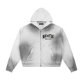 DEVINE Sun Fade Frayed Raw Edge Fleece Zip Hoodie
