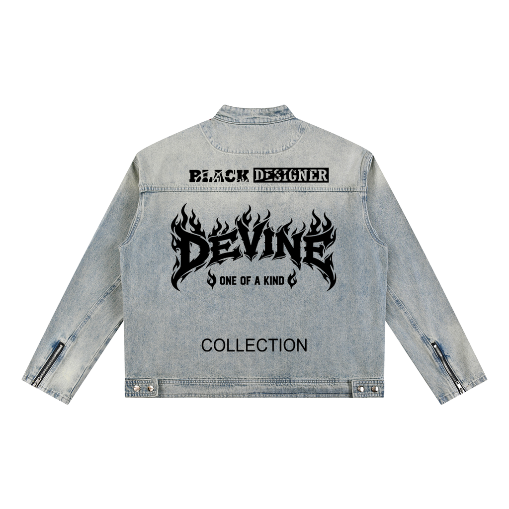 DEVINE DENIM - Vintage Wash Zip Denim Jacket