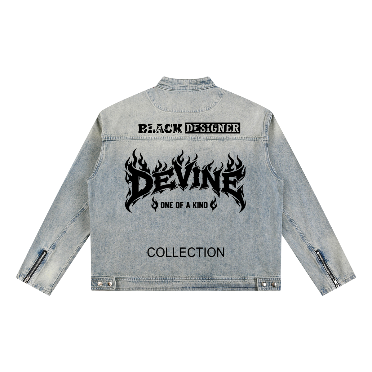 DEVINE DENIM - Vintage Wash Zip Denim Jacket